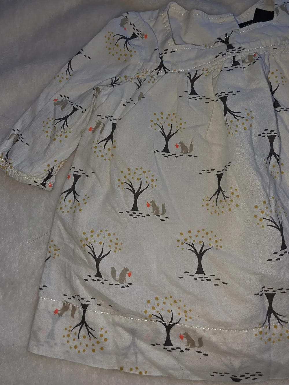 GAP Cream Long-Sleeve Top with Woodland Squirrel Print 0-3 Months